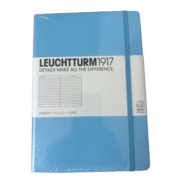 Leuchtturm 1917 Ruled Hardcover Lined Notebook in Ice Blue  - A5 - NEW LT357480 - Picture 1 of 3
